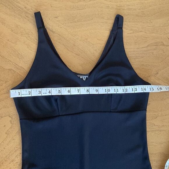 Vintage 90's Black Ribbed Stretch Mini Dress Size Small - Picture 11 of 13